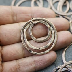 5 Triple Circle Charms Pendant, Antique Copper