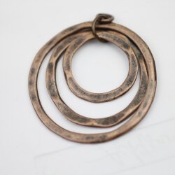 5 Triple Circle Charms Pendant, Antique Copper