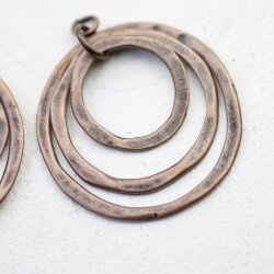 5 Triple Circle Charms Pendant, Antique Copper