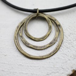 5 Triple Circle Charms Pendant, Antique Brass