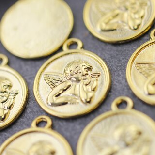 10 Angel Charms, Gold Angel Pendant