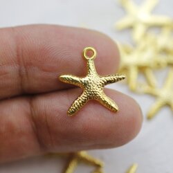 20 Starfish Charms, Gold Starfish Pendant