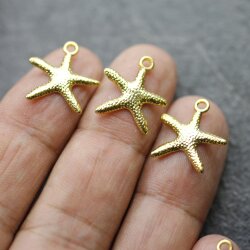 20 Starfish Charms, Gold Starfish Pendant