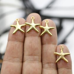 20 Starfish Charms, Gold Starfish Pendant