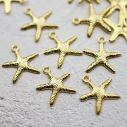 20 Starfish Charms, Gold Starfish Pendant