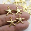 20 Starfish Charms, Gold Starfish Pendant