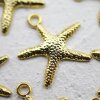 20 Starfish Charms, Gold Starfish Pendant