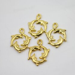 10 Gold Plated Dolphin Charms