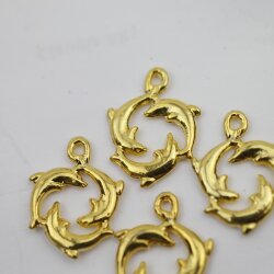 10 Gold Plated Dolphin Charms