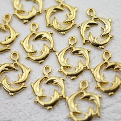 10 Gold Plated Dolphin Charms