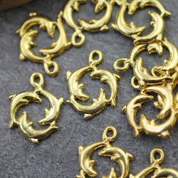 10 Gold Plated Dolphin Charms