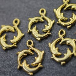 10 Gold Plated Dolphin Charms