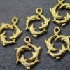 10 Gold Plated Dolphin Charms