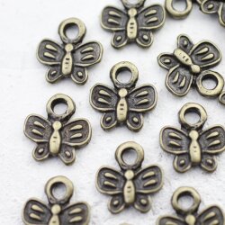 10 Schmetterling Anhänger, Charms, altmessing