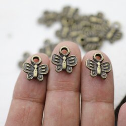 10 Butterfly Charms Pendant, Antique Brass Butterfly