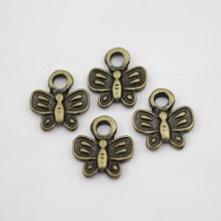 10 Butterfly Charms Pendant, Antique Brass Butterfly