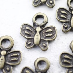 10 Schmetterling Anhänger, Charms, altmessing