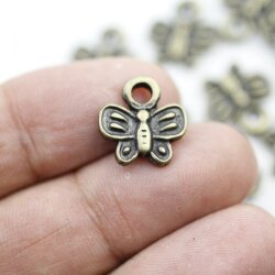 10 Butterfly Charms Pendant, Antique Brass Butterfly