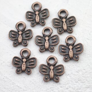 10 Schmetterling Anhänger, Charms, altkupfer