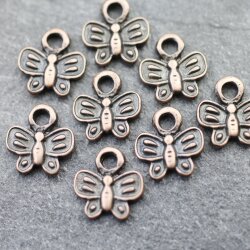 10 Butterfly Charms Pendant, Antique Copper Butterfly