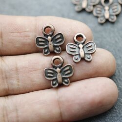 10 Schmetterling Anhänger, Charms, altkupfer