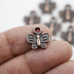 10 Butterfly Charms Pendant, Antique Copper Butterfly