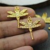 10 Gold Dragonfly Charms Pendant