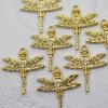 10 Gold Dragonfly Charms Pendant