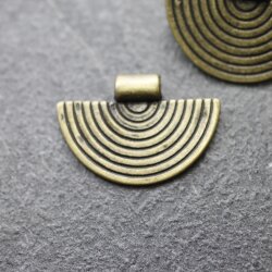 5 Half Moon Tribal Pendant, Antiqu Brass Ethnic Charms