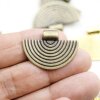 5 Half Moon Tribal Pendant, Antiqu Brass Ethnic Charms