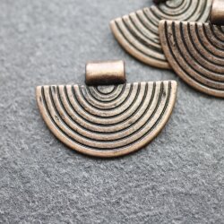 5 Half Moon Tribal Pendant, Antique Copper Ethnic Charms