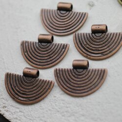 5 Half Moon Tribal Pendant, Antique Copper Ethnic Charms