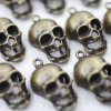 10 Antique Brass Skull Charms, Deaths head Pendants