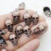 10 Antique Copper Skull Charms, Deaths head Pendants