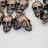 10 Antique Copper Skull Charms, Deaths head Pendants