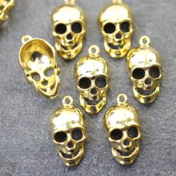 10 Gold Skull Charms, Deaths head Pendants