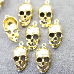 10 Gold Skull Charms, Deaths head Pendants