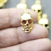 10 Gold Skull Charms, Deaths head Pendants