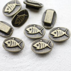 10 Antique Brass Fish Sliders, Fish Beads