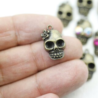 10 Lady Totenkopf Anhänger, altmessing Charms, 4,46 €