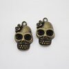 10 Antique Brass Lady Skull, Deaths head Charms Pendant