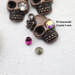 10 Antique Copper Lady Skull, Deaths head Charms Pendant