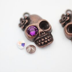 10 Antique Copper Lady Skull, Deaths head Charms Pendant