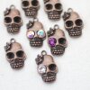 10 Lady Totenkopf Anhänger, altkupfer Charms