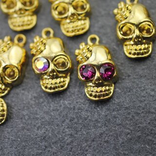 10 Gold Lady Skull, Deaths head Charms Pendant