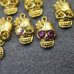 10 Gold Lady Skull, Deaths head Charms Pendant