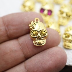 10 Gold Lady Skull, Deaths head Charms Pendant