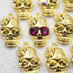 10 Gold Lady Skull, Deaths head Charms Pendant