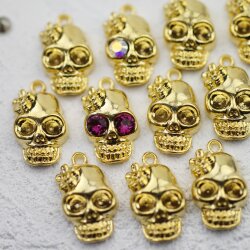 10 Gold Lady Skull, Deaths head Charms Pendant