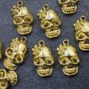 10 Gold Lady Skull, Deaths head Charms Pendant